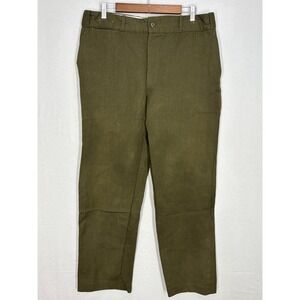 Johnson Woolen Mills Vermont Field Pants Mens Olive Green Flat Front 36x31 VTG